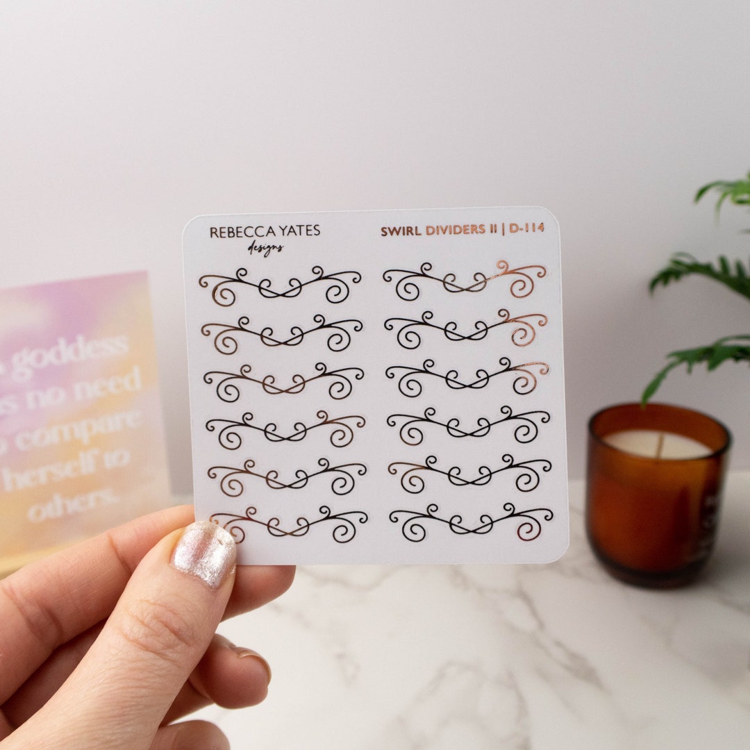 Sticker Deviders Swirl Dividers! Clear Foiled Planner Sticker Sheet. Decorative Overlay ...