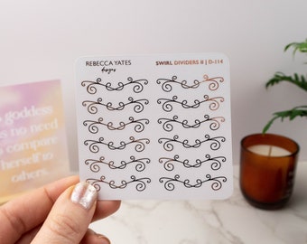 Swirl Dividers! Clear foiled planner sticker sheet. Decorative overlay stickers for planners, journals and scrapbooks-Choice of foil colour