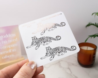 Foiled planner sticker sheet - Chilled leopards! Decorative foiled stickers for planners, journals and scrapbooks. Gold, Silver or Rose gold
