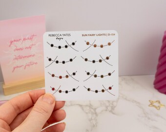 Foiled planner sticker sheet - Sun Fairy Lights! Decorative stickers for planners, journals and scrapbooks. Gold, Silver or Rose Gold foil