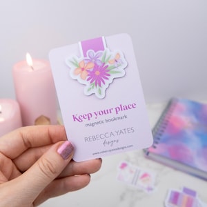 Dreamy Flowers Magnetic Bookmark - Page Marker, Book Lover Gift, Planner Accessory, Cute Stationery