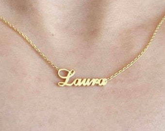 14k solid gold Name Necklace , Gold Name Necklace , Personalized Jewelry , Gift for Mom , Personalized Gifts , Handmade Jewelry , Bridesmaid