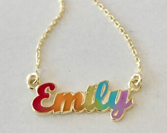 Rainbow Name Necklace - Personalized Name Necklace - Baby Girl Name Necklace - Bridesmaids Gift - Baby Shower Gift - Valetine's Day Gift