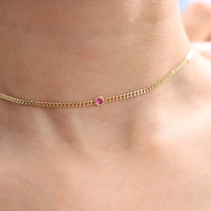 14K Gold Choker , Personalized Birthstone Jewelry, Ruby Choker, Graduation Gift for Her, Necklaces for Women , birthstone choker