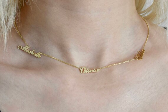 Three Name Necklace Personalized Name 