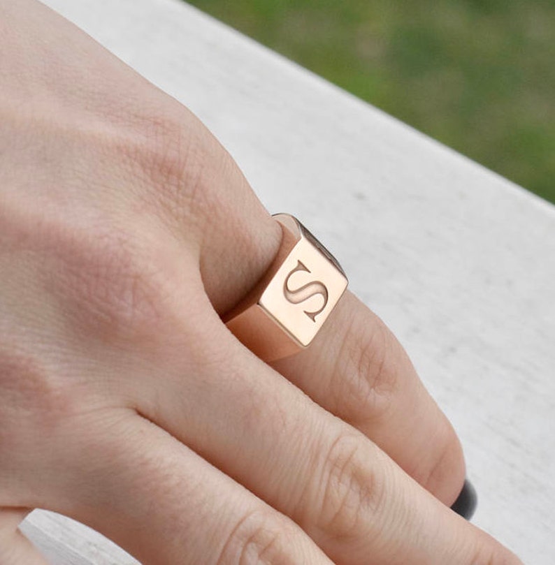 Signet Ring Personalized Signet Ring Couples Signet Ring Gold Signet Ring Initial Signet Ring Initial Ring Valentine's Day Gift image 4