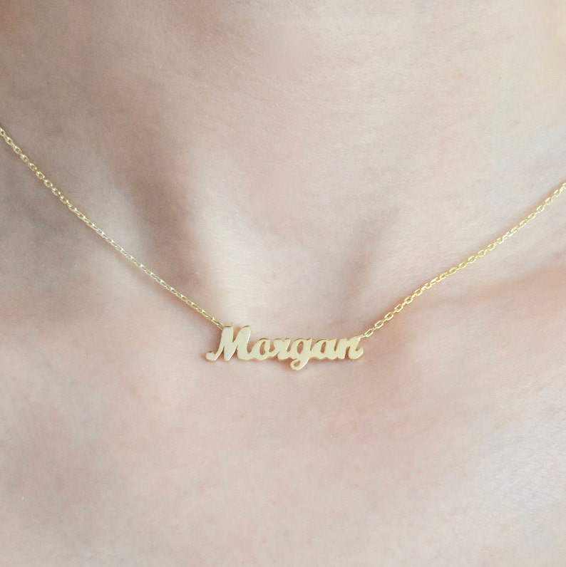 14k Solid Gold Name Necklace Name Necklace Gold Name Etsy
