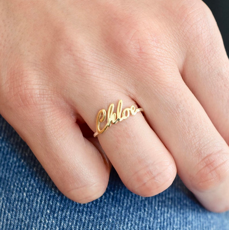 Gold Name Ring Gold Ring Name Ring Name jewelry Custom Name Ring Bridesmaids Gift Personalized Ring Ring Valentine's Day image 1