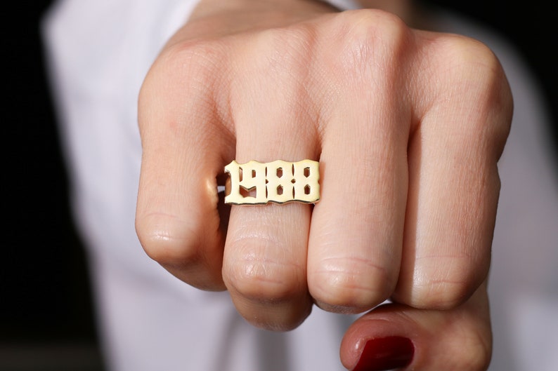 Date ring Personalized Number Ring Date Ring Etsy