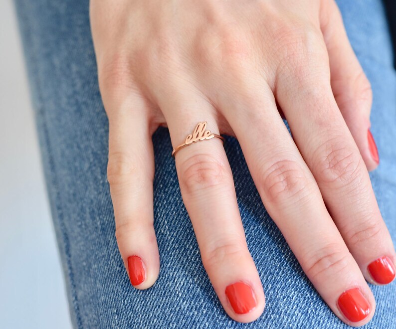 14K Gold Name Ring Gold Ring Name Ring Christmas Gift Etsy