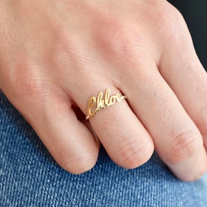 14K Gold Name Ring Gold Ring Name Ring Christmas gift Custom Name Ring Bridesmaid Gift Personalized Ring Valentine's Days Gift image 1