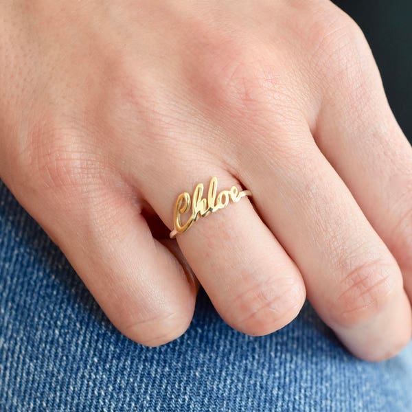 14K Gold Name Ring - Gold Ring - Name Ring - Christmas gift - Custom Name Ring - Bridesmaid Gift - Personalized Ring - Valentine's Days Gift