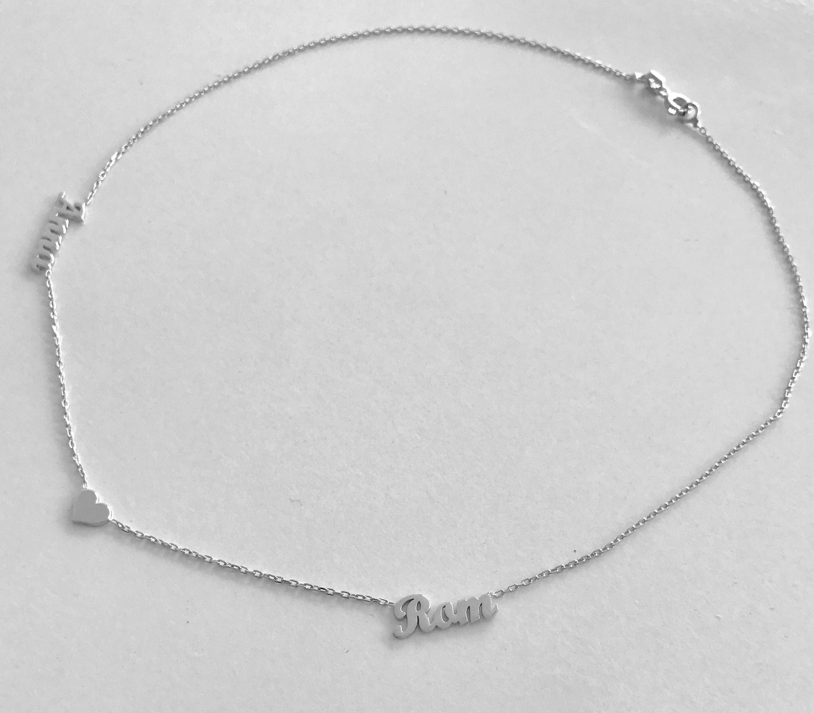 Personalized Two Names Necklace with Heart Name Necklace Etsy
