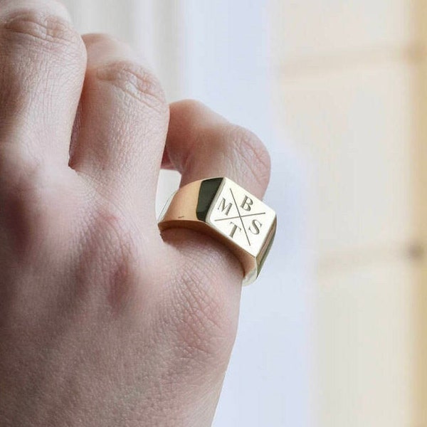 Family Signet Ring - Personalized Signet Ring - Signet Ring - Gold Signet Ring - Initial Signet Ring - Initial Ring - Valentine's Day Gift