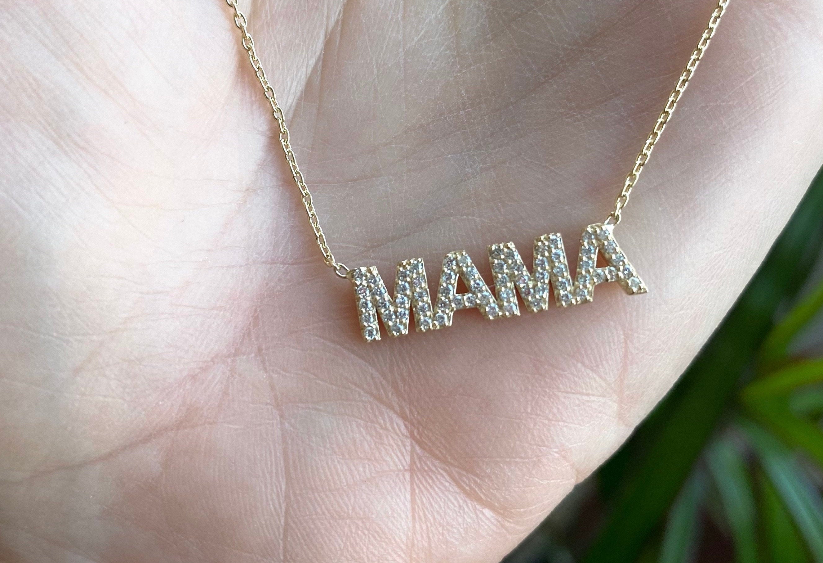 14K Gold Mama Necklace Mama Necklace Gold Mama Necklace Etsy