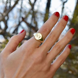 14K Gold Signet Ring Personalized Signet Ring Couples Signet Ring Gold Signet Ring Initial Signet Ring Initial Ring image 2