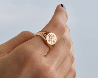 Family Signet Ring - Personalized Signet Ring - Signet Ring - Gold Signet Ring - Initial Signet Ring - Initial Ring - Valentine's Day Gift