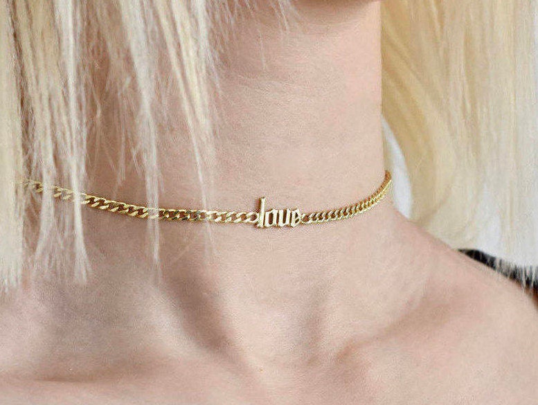 Name Choker - Custom Name Choker - Old English Choker - Christmas Gift - Valentine's Day Gift - Mothers Day Gift - bestseller