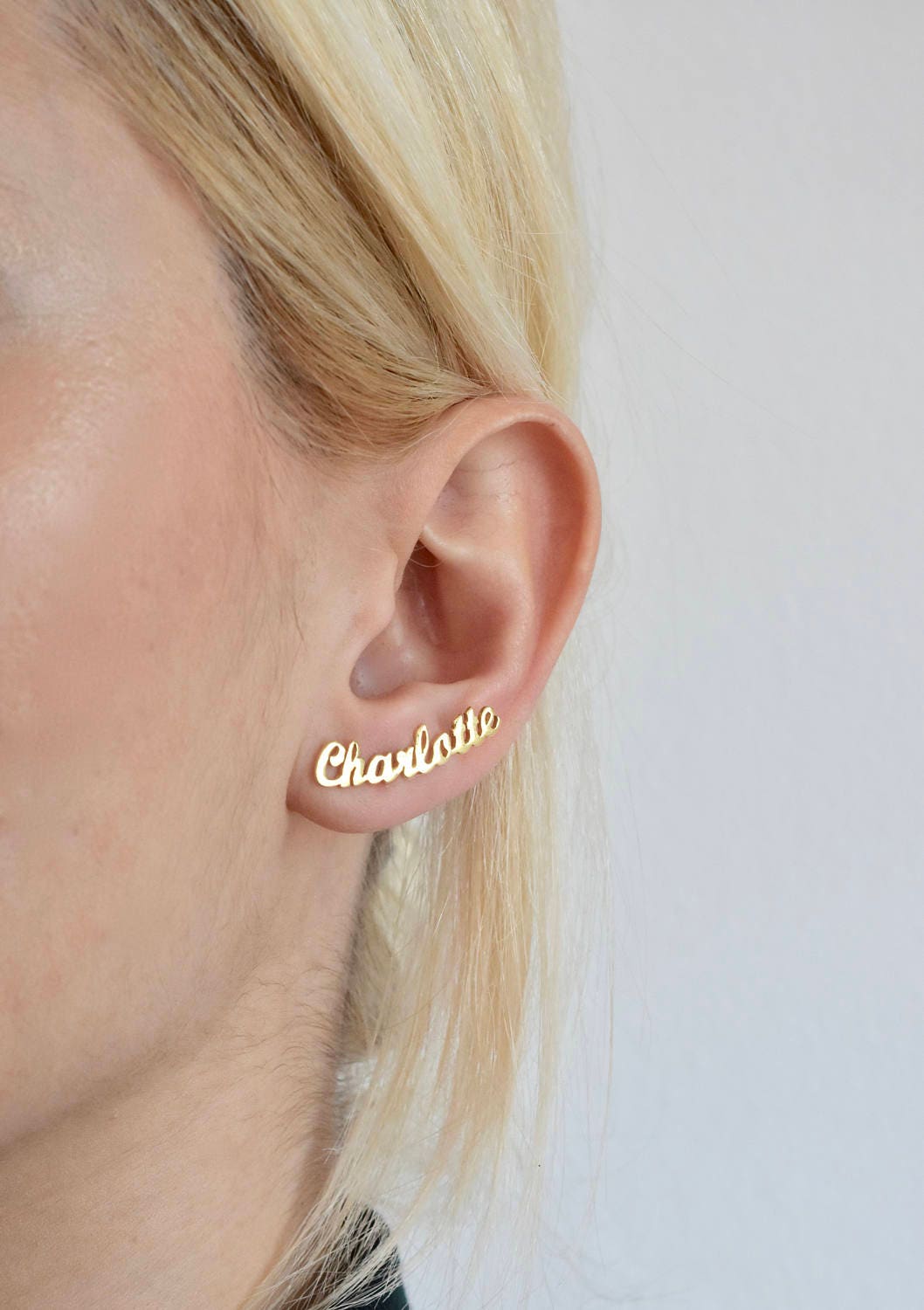 Name Earring Name Stud Earring Gold Name Earring Etsy