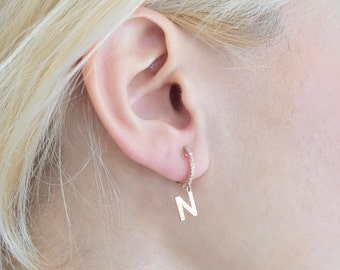 Dangle Initial Earring - Drop Letter Earring - Gold Initial Earring - Personalized Earring - Letter Earring - Earring - Valentine's Day Gift