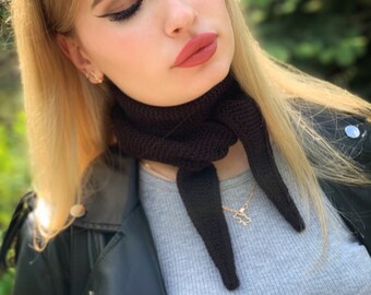 Brown Small Scarf Sophie, Merino Wool Sophie Scarf, Soft Scarf