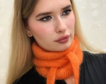 Handgestrickter Mohair Halsschal: Kleine Seidenschal