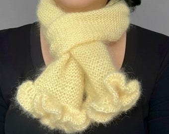 Weicher Mohair Schal, Ästhetischer flauschiger Schal, Winter-Wrap, Geschenk für Sie, Warmer gestrickter Schal