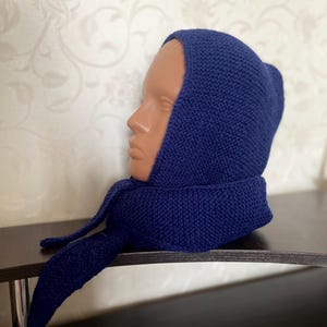 Sophie Hood, Handknitted Scarf, navy blue Sophie Scarf, Hand Knit Sophie scarf Alpaca and Merino, Trendy Accessory