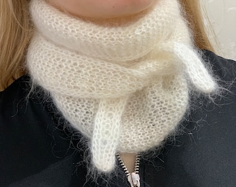 Handgestrickter Kid Mohair Schal : Weiches Winter Mode Accessoire