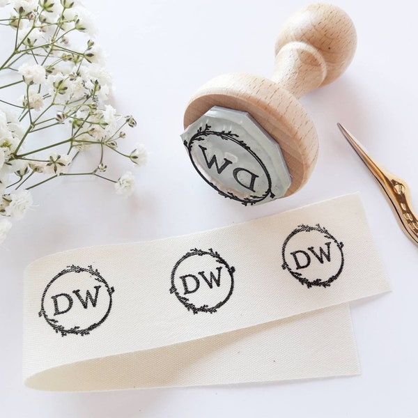 MONOGRAM FABRIC Stamp, Initials for Garment, Wedding Invite Stamp, Monogram for Clothes, Wedding Favors Pouch, Textile Business Brand