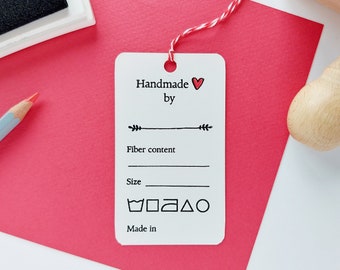 Clothing Hang Tags Stamp for Handmade Apparel, Fabric Composition for Clothing Designer, Care Washing Instruction, Fiber Content Information