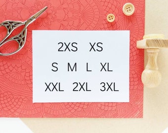 CLOTHING SIZES Label Stamp Set, Mini Sizing Stamps, Handmade Apparel Stamp, Clothes Size Stamps, Sizing Icons Stamps, Sizing Symbols Stamps