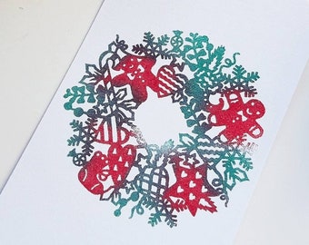 Christmas Wreath Stamp, Winter Wreath Stamp, Christmas garland  Stamp, Xtmas Card Stamp, Santa Claus Gifts, Holidays Card Making, DIY