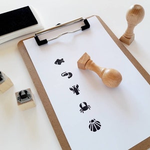 Timbres d'icônes POISSONS ET FRUITS DE MER, timbre alimentaire pour livre de recettes, tampons choix de repas, marque-places de Pessah, étiquettes d'aliments pour mariage, restauration