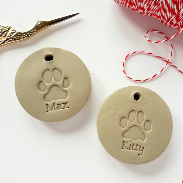 CUSTOM CLAY Paw Print Stamp, Pottery Puppy Name Stamp, Cat Paw Dog Paw, Ceramic Signature Stamp, Personalized Pet Owner Gift, Clay Signature