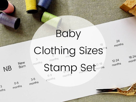 BABY CLOTHING SIZES Stamp Set, Children Clothes Sizes Labels