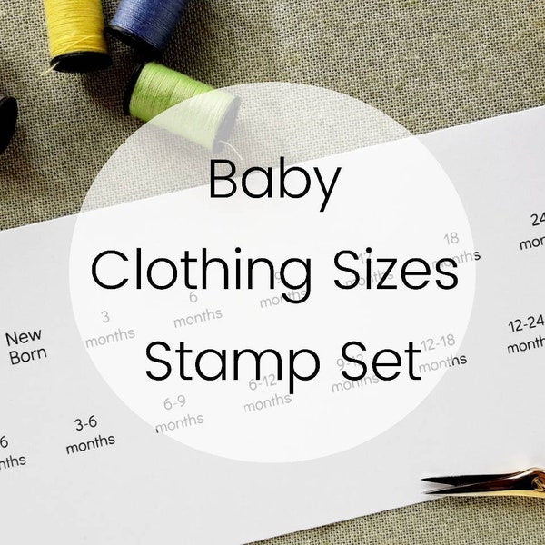 BABY CLOTHING SIZES Stamp Set, Children Clothes Sizes Labels Stamps, Kids Clothing Sizes Tags, Mini Sizing Stamps, Handmade Apparel Stamp