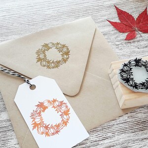 Sello de corona de otoño - Sello de corona de otoño - Sello de tarjeta de Acción de Gracias - Sello de Acción de Gracias - Sello de corona de Acción de Gracias - Sello de corona de calabaza