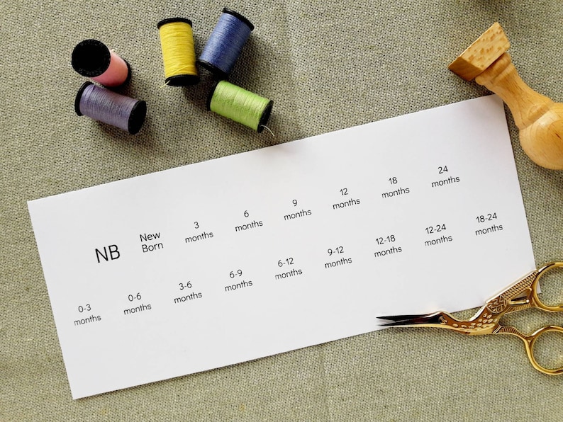 BABY CLOTHING SIZES Stamp Set Children Clothes Sizes Labels Etsy