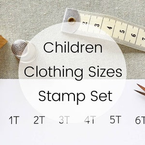 Jeu d'estampes TAILLES DE VÊTEMENTS ENFANT, étiquettes de tailles de vêtements pour enfants, étiquette de vêtements pour bébé, étiquettes de tailles pour vêtements de bébé, mini-étiquettes