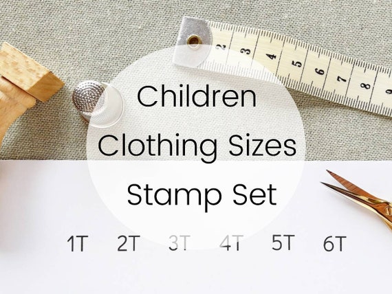 BABY CLOTHING SIZES Stamp Set, Children Clothes Sizes Labels