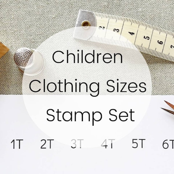 CHILDREN CLOTHING SIZES Stamp Set, Kids Clothing Sizes Tags, Clothes labeling Stamps, Baby Clothes Sizes Labels Stamps, Mini Sizing Stamps