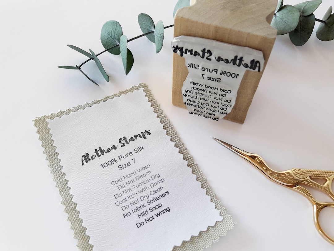 Custom FABRIC TEXT Stamp, Clothing Care Stamp, Washing Instructions Label Stamp, Clothing Labels