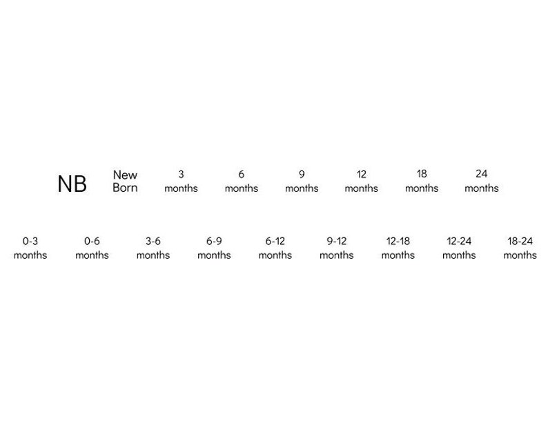 BABY CLOTHING SIZES Stamp Set Children Clothes Sizes Labels Etsy
