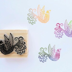 Sello de goma BIRD, sello de arte popular, sello de pájaro retro, sello de goma de pajarito, sello de pájaro tropical, fabricación de tarjetas con animales, regalo para amantes de las aves