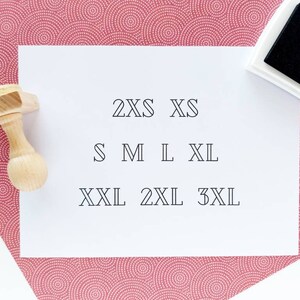 ETICHETTE PER ABBIGLIAMENTO Set di timbri, timbro per etichette di abbigliamento di dimensioni, timbro per tessuto per etichette personalizzate, timbri di dimensioni, etichette personalizzate, etichetta per indumenti fai da te