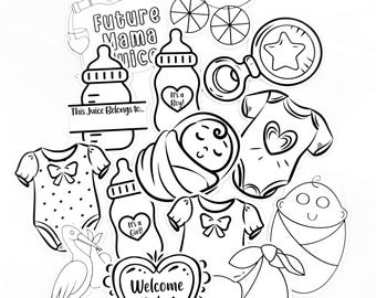 Color-Your-Own 3 inch Vinyl Sticker Decals | Bridal, Wedding, Baby, Twins, Party, Summer, Celebration, Kids, Adults