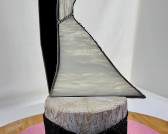 Romantic Unique Handcrafted Stained Glass Wedding Bride Groom Cake Topper or Table, Centerpiece decor