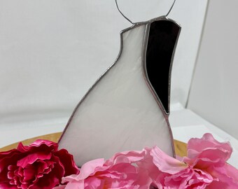 Romantic Unique Handcrafted Stained Glass Wedding Bride Groom Cake Topper or Table, Centerpiece decor
