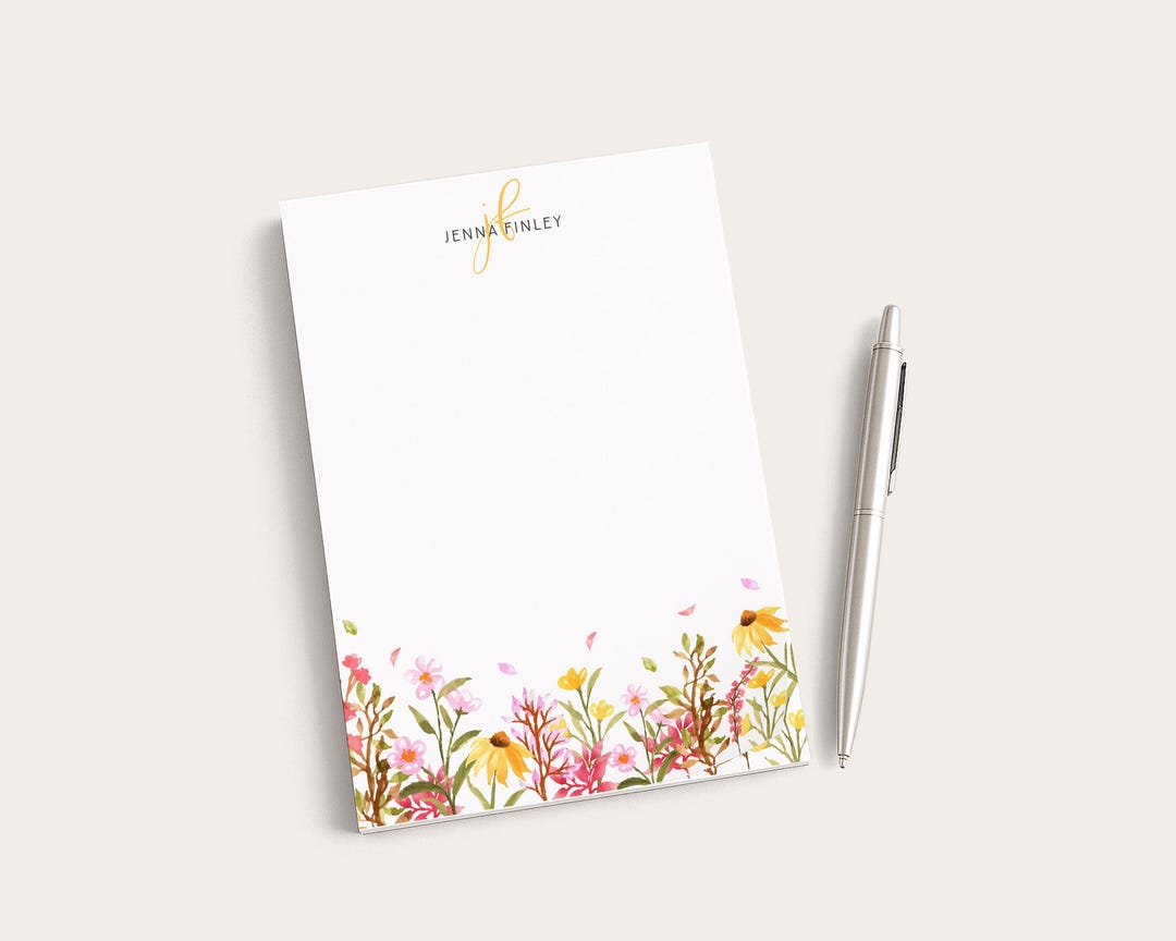 Personalized Floral Notepad | Watercolor Sunflowers | Mother's Day Gift ...